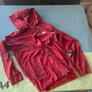 Adidas Kids Red Hoodie with Black Graphics